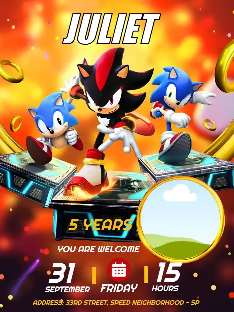 Shadow And Sonic With Yellow Photo invitation