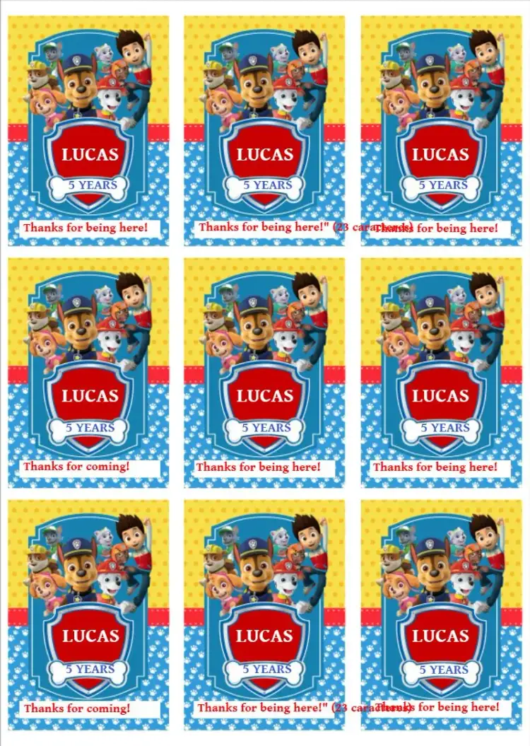 Red Paw Patrol Tag invitation