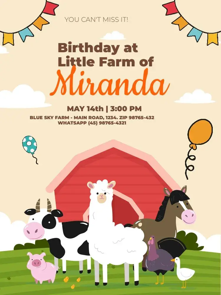 Colorful Farm Flag invitation