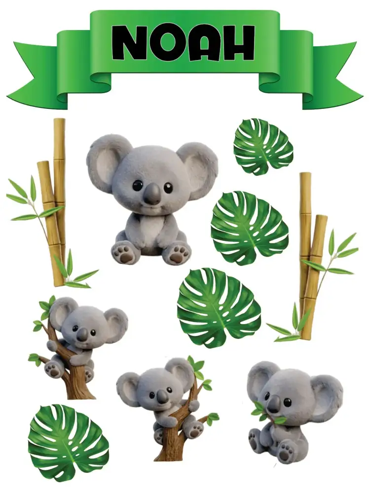 Invitation Koala – Cake topper theme fun, colorful, playful, animals, modern
