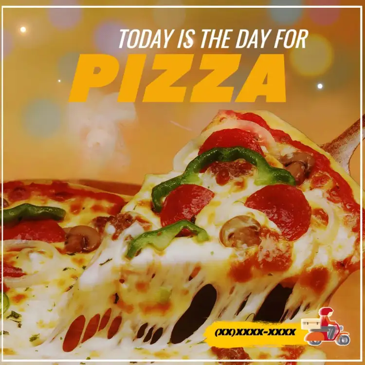 Invitation Post For Pizzeria – Most searched for theme colorful, modern, fun, minimalist, gourmet, vintage