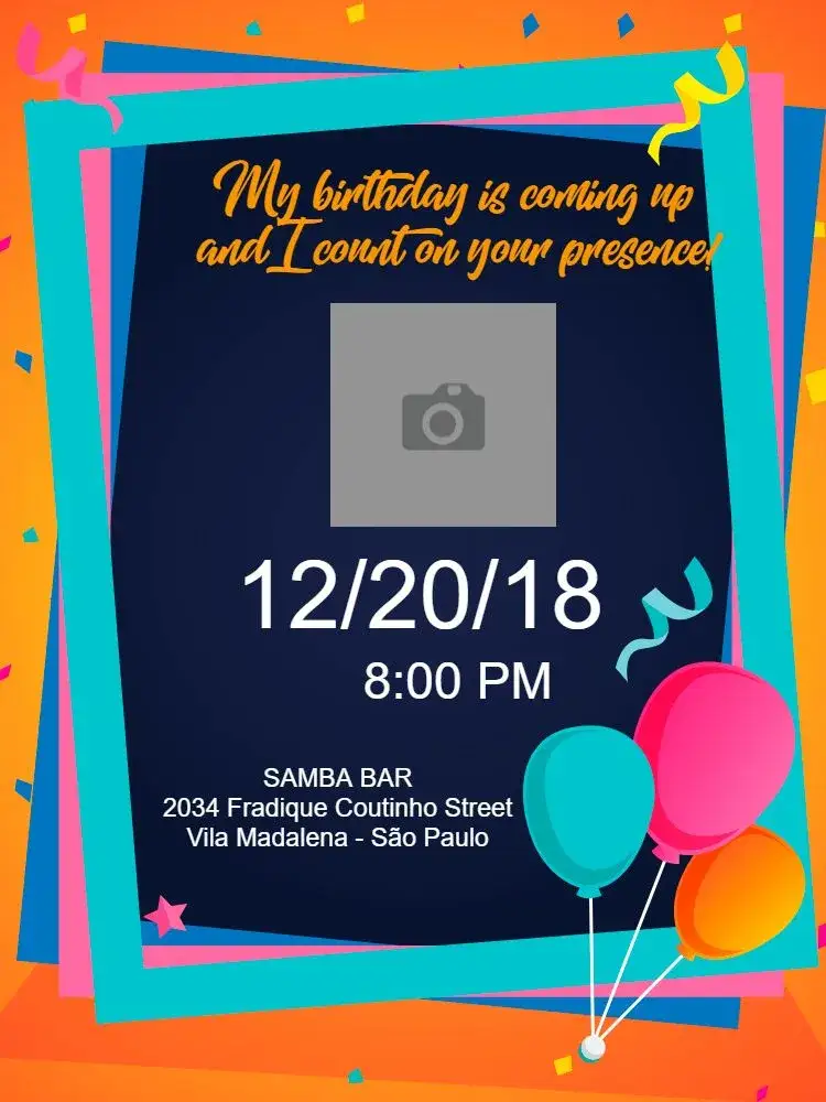 Invitation Digital – Birthday theme colorful, festive, modern, youthful, vibrant, cheerful