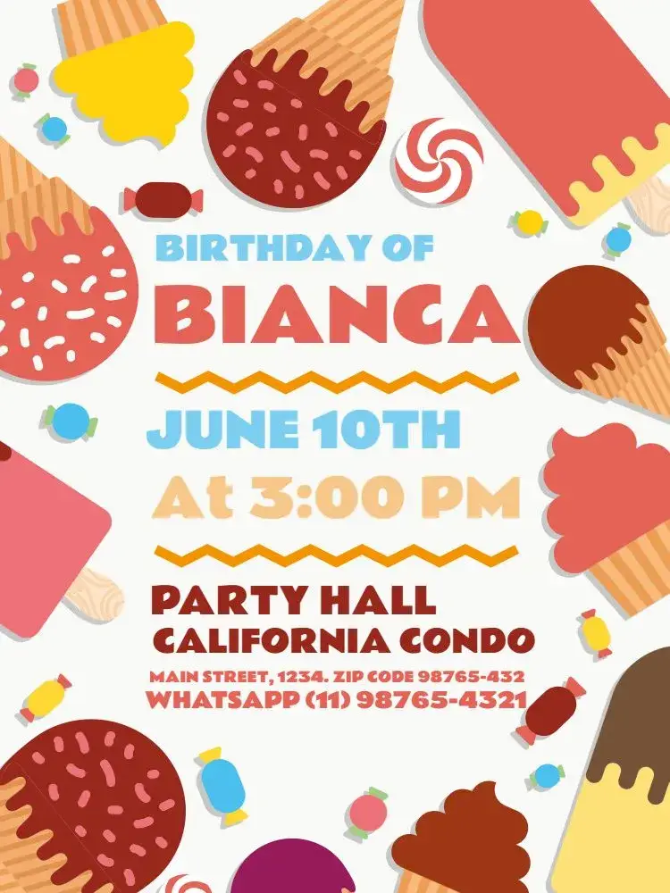 Candy Sweets Cupcake Bakery invitation
