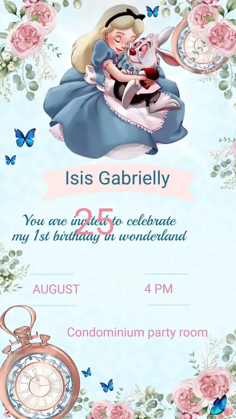 Alice's Wonderland Birthday Invitation
