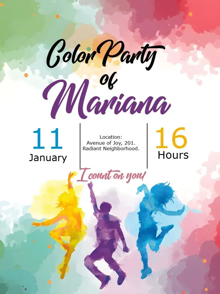Invitation Happy Holli Colorido – Birthday theme colorful, vibrant, modern, festive, fun