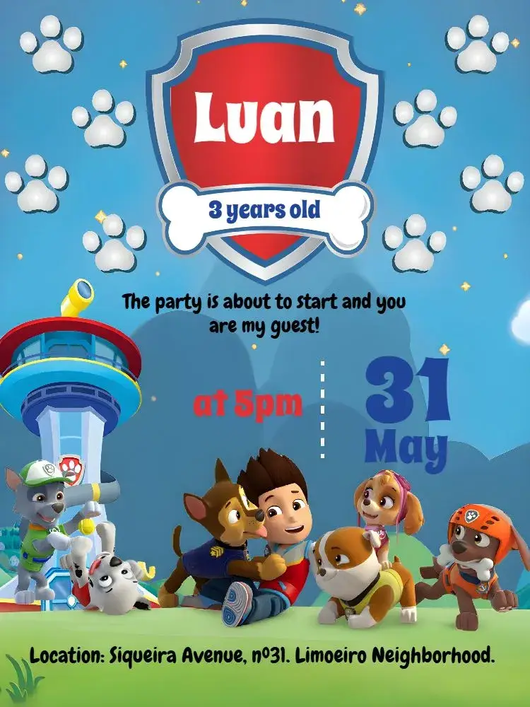 PAW Patrol Skye invitation