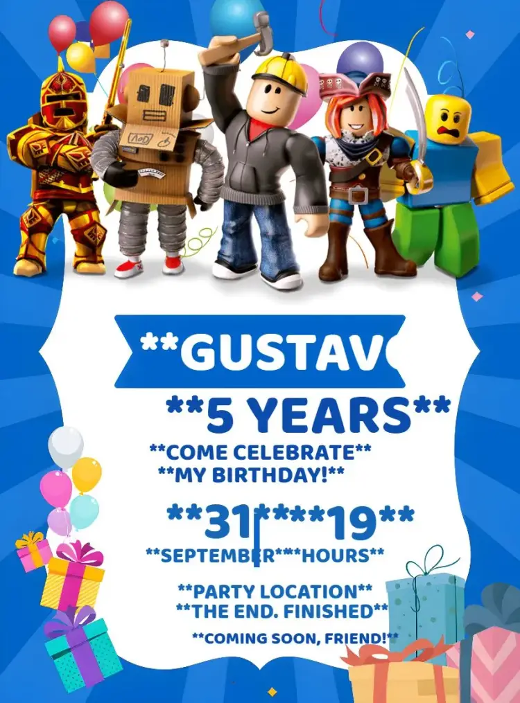 Roblox Blue Lego invitation