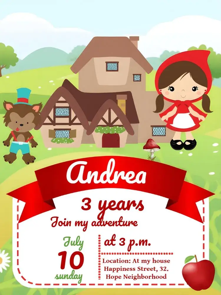 Little Red Riding Hood Party invitation