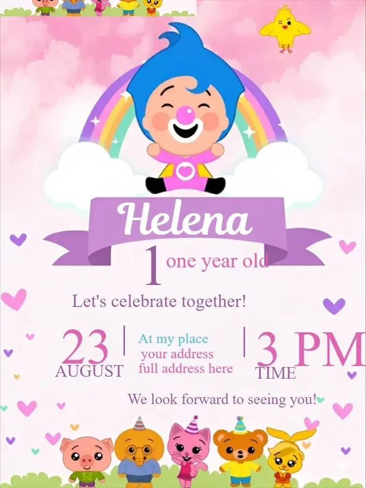 Invite Plim Plim Girl 1 editable and customizable