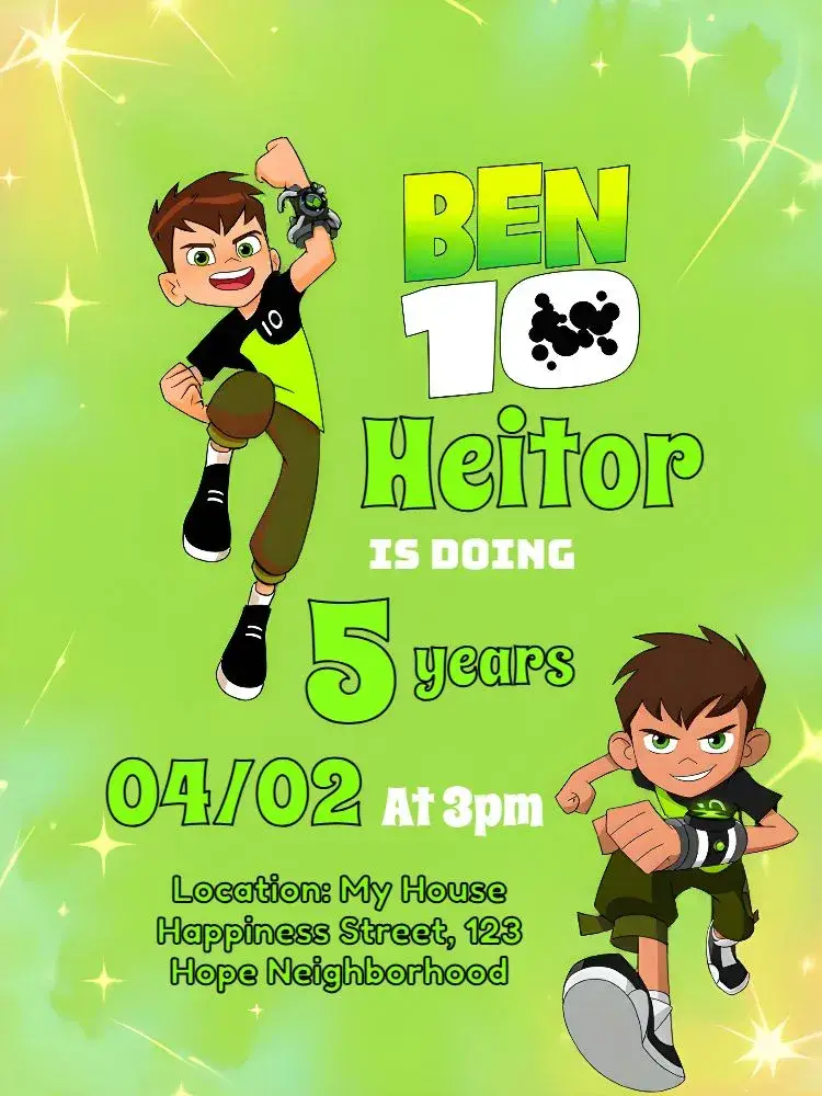 Ben 10 Boy invitation
