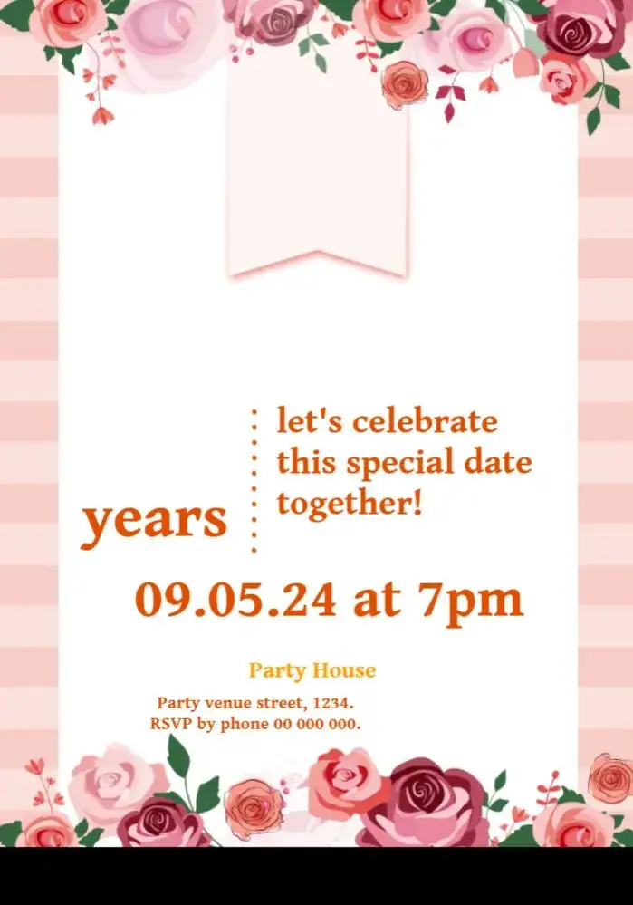 Invitation Floral 26 Years Personalized – Sweet 15 theme floral, vibrant, cheerful, modern, festive, colorful