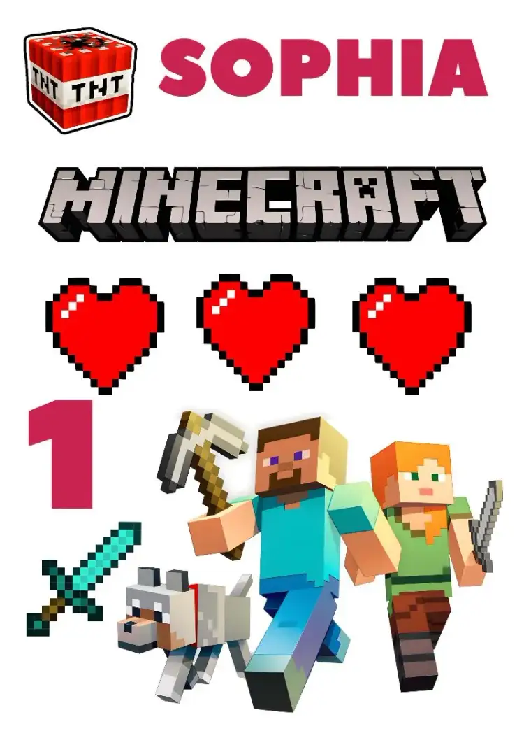 Invitation Minecraft Minicraft Cake Topper – Cake topper theme colorful, themed, fun, games, childish