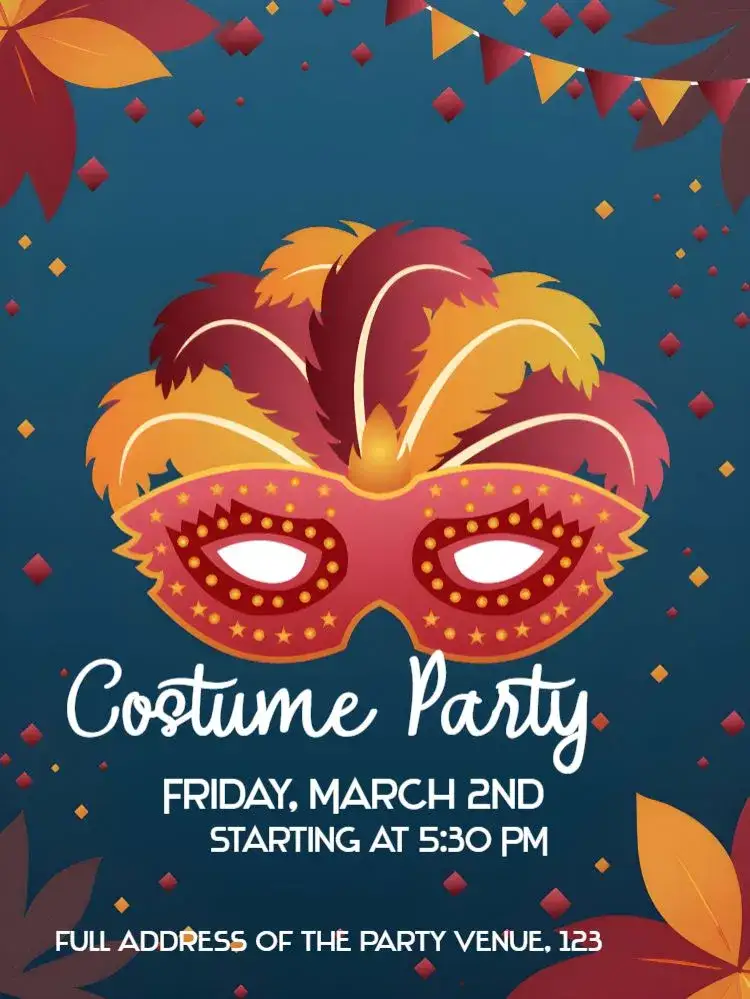 Invitation Carnival Bloquinho – Commemorative Dates theme carnival, colorful, masks, joy, fun, festive