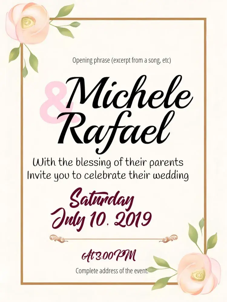 Pink Floral Wedding invitation