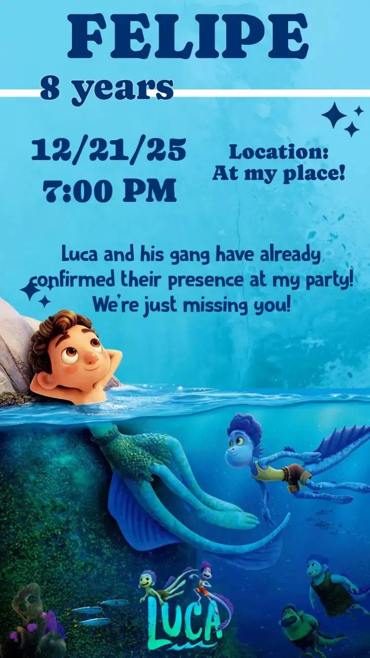 Invitation Luca – Kids' Birthday Party theme colorful, playful, childlike, fun-filled, themed, cheerful