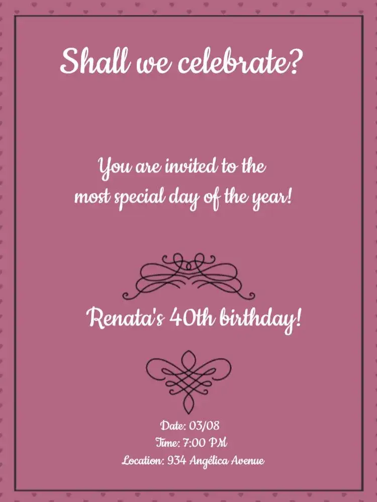 Invitation Pink Women's Party – Kids' Birthday Party theme pink, floral, modern, fun, bright
