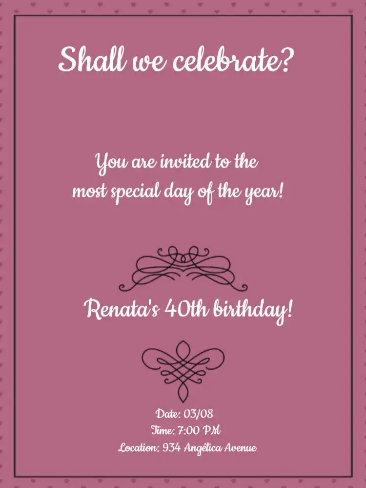 Pink Women's Party invitation