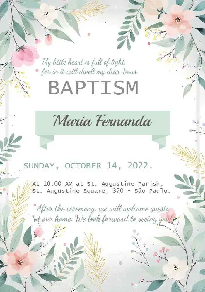 Invitation Pink Baptism – Baptism theme floral, soft, modern, elegant, pastel, delicate