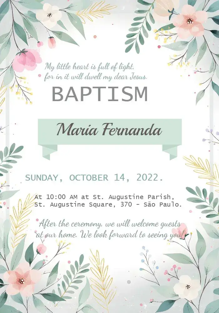 Invite Pink Baptism editable and customizable