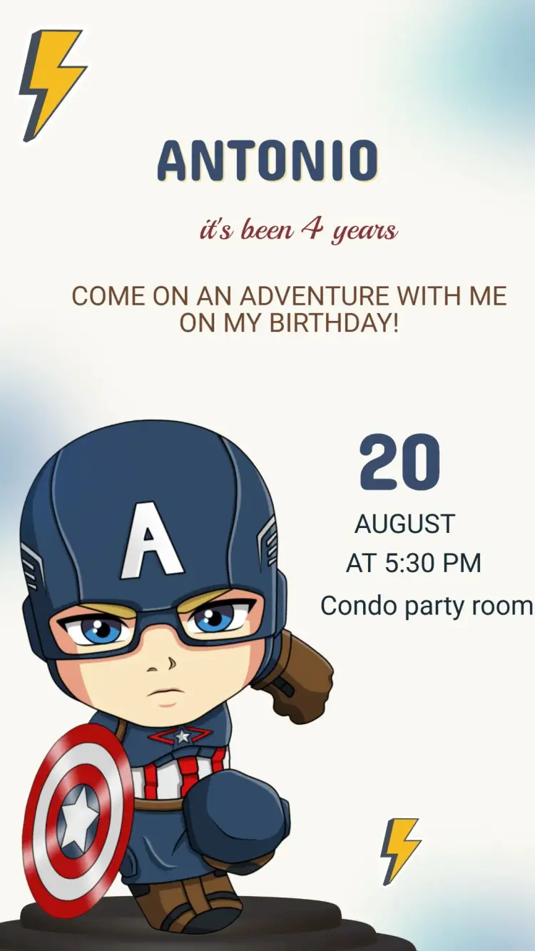 Captain America Birthday Invitation