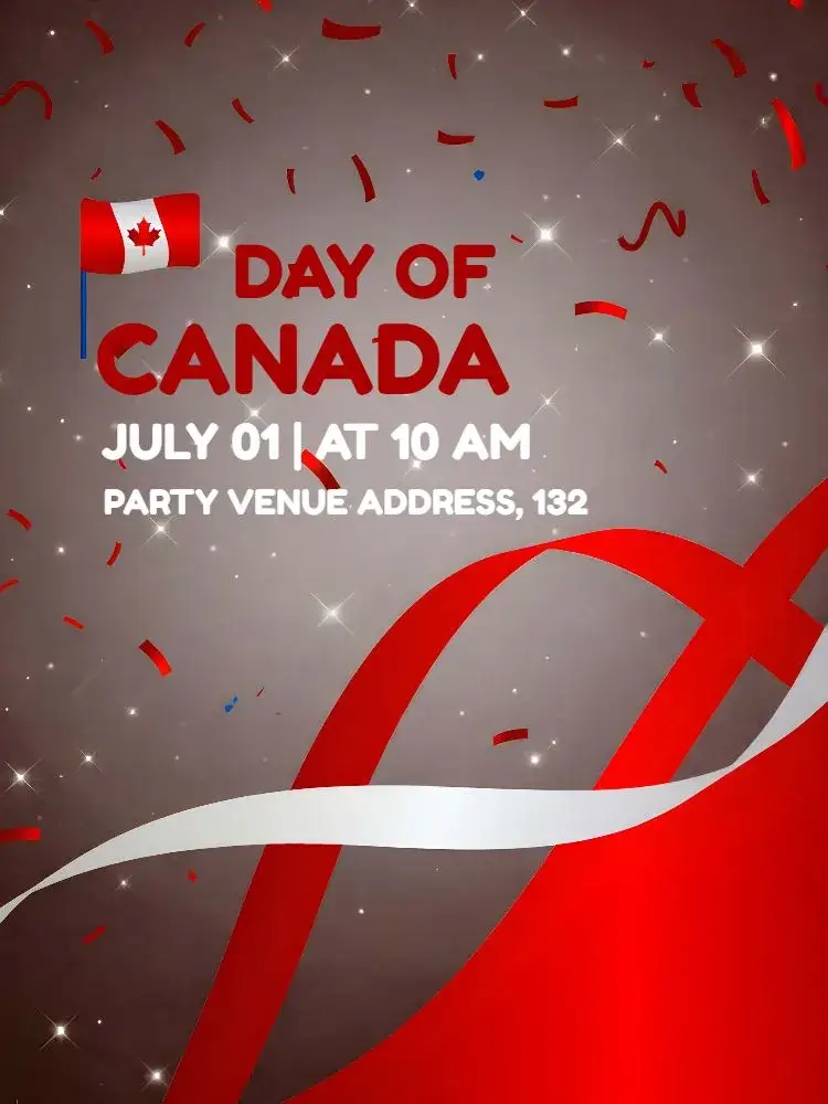 Invitation International Canada Day – Commemorative Dates theme red and white, patriotic, modern, minimalist, cheerful, festive