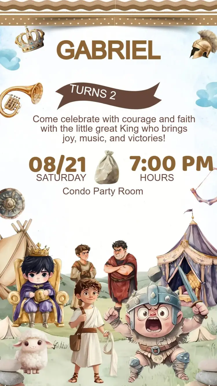 Davi and Goliath Birthday Invitation