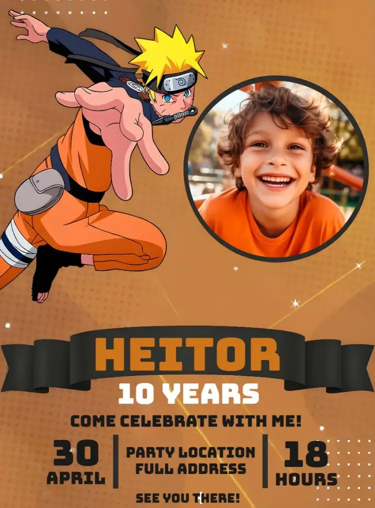 Naruto With Drawing Photo invitation