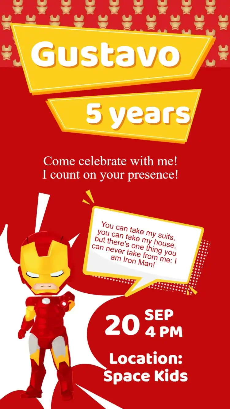 Invitation Invitation Iron Man Birthday – Kids' Birthday Party theme modern, technological, colorful, superheroes, adventurous
