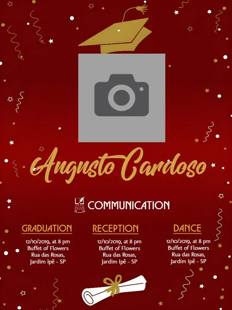 Graduation Communication With Golden Photo invitation