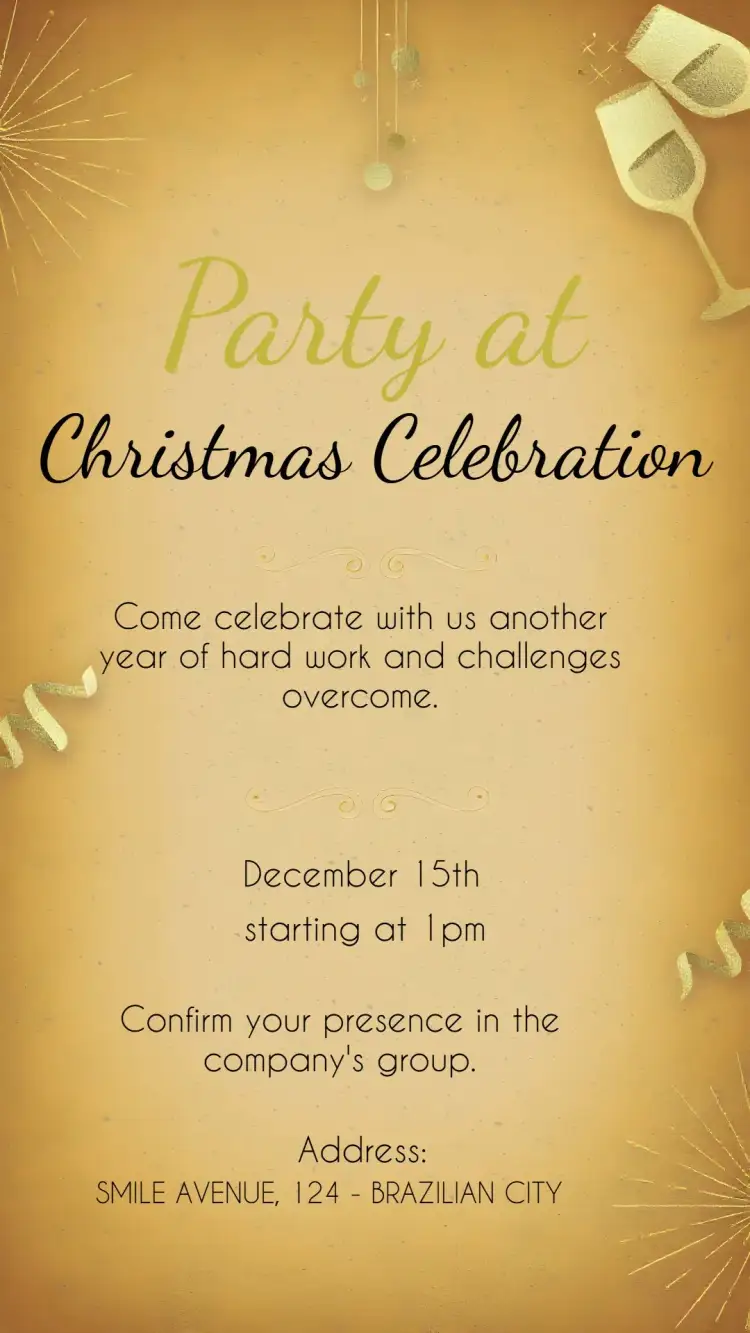 Invitation Christmas Companies Party Celebration – Commemorative Dates theme golden, white, modern, elegant, seasonal