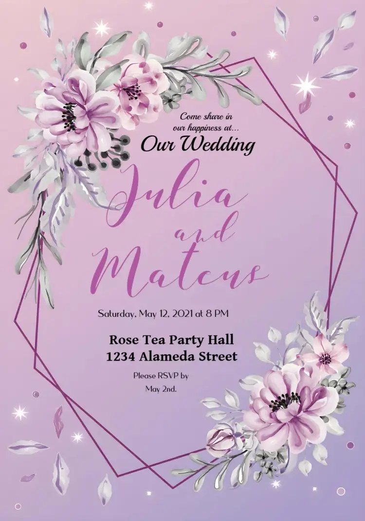 Invitation Lilac Floral Wedding – Wedding theme floral, romantic, modern, elegant, soft, black and lilac