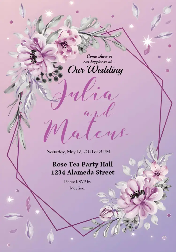 Lilac Floral Wedding invitation
