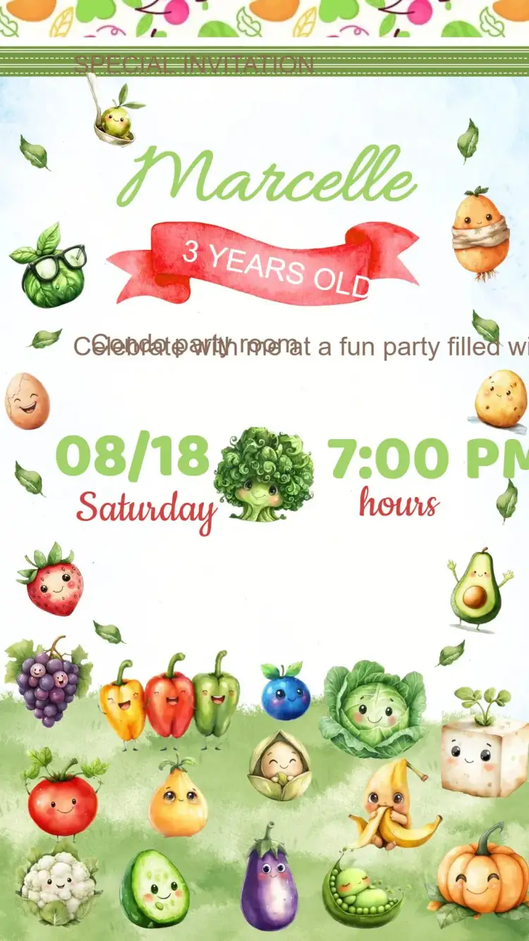 Invitation Birthday Invitation Farm Stand – Kids' Birthday Party theme vibrant colors, fun style, farmers market graphics, playful design, healthy theme