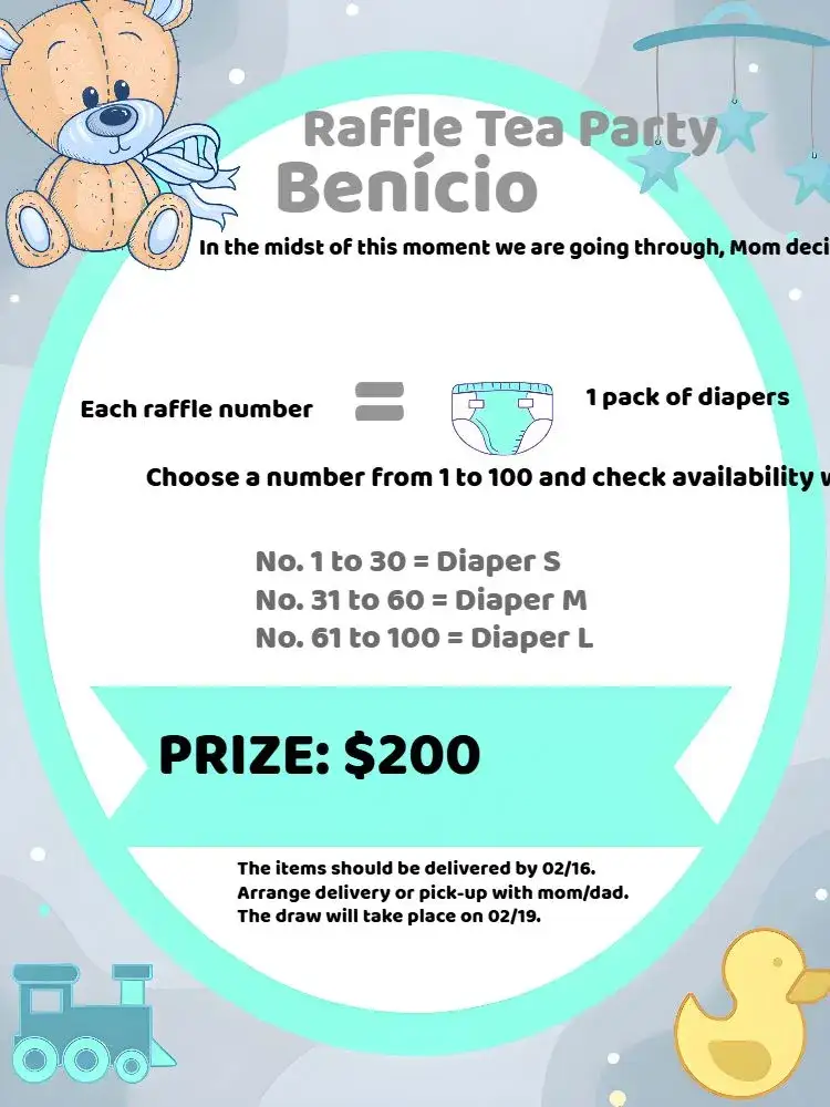 Invitation Prince Teddy Bear Tea Raffle – Raffle Tea theme teddy bear, blue and gray, modern, themed, delicate, childish