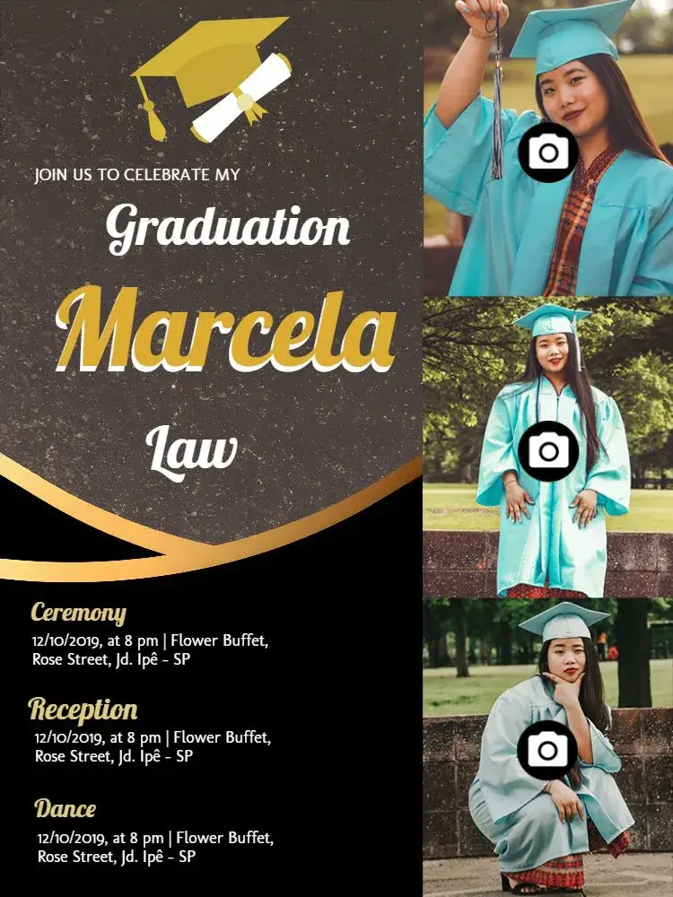 Law Graduation With Golden Photos invitation