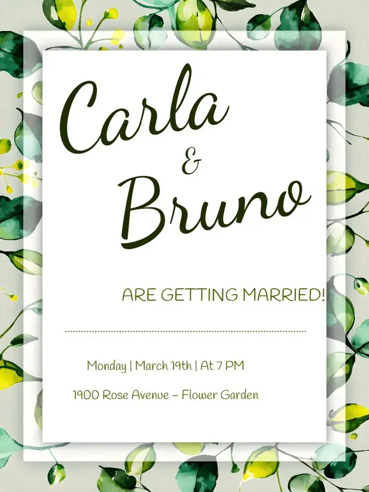 Invite Floral Wedding Party editable and customizable