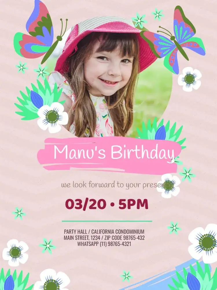 With Photo Clear Butterflies invitation