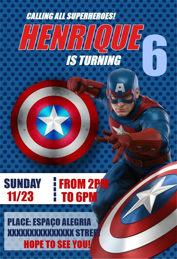 Captain America Blue invitation