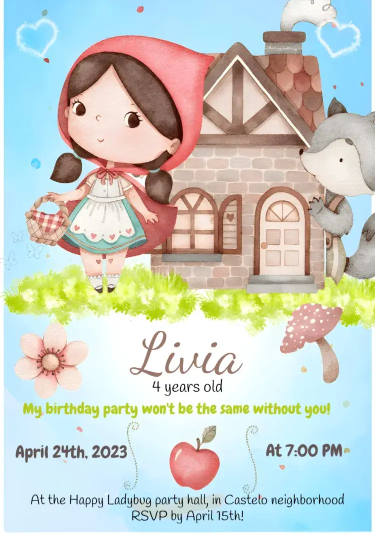 Red Riding Hood Print invitation