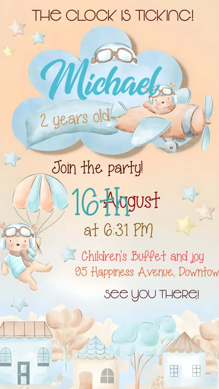 Fly Away Time Children's Invitation