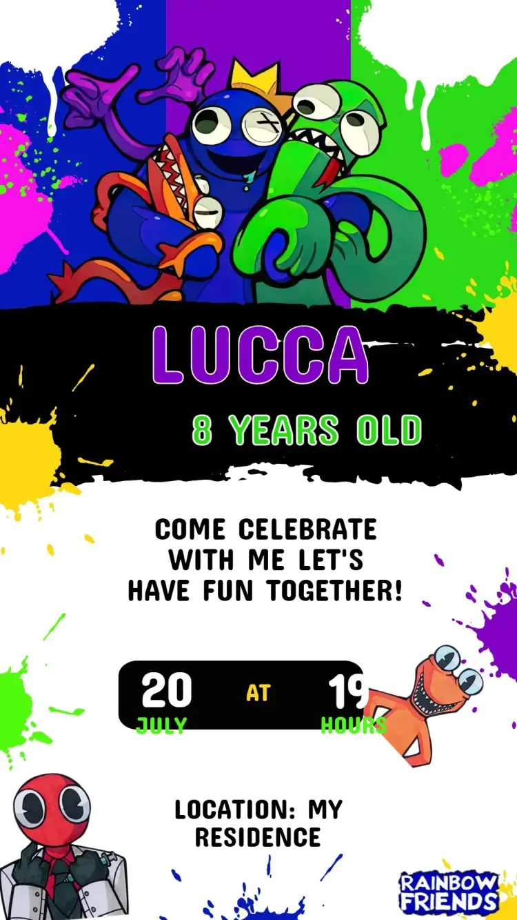 Rainbow friend Birthday Invitation