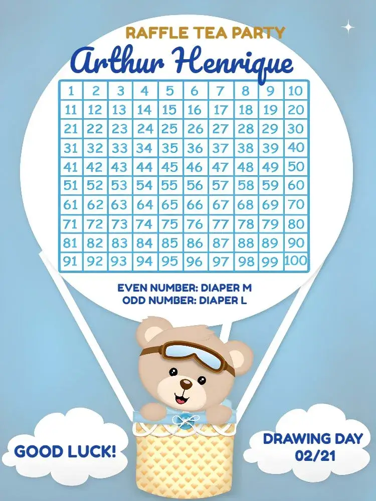 Brown Balloon Teddy Bear Raffle Tea invitation