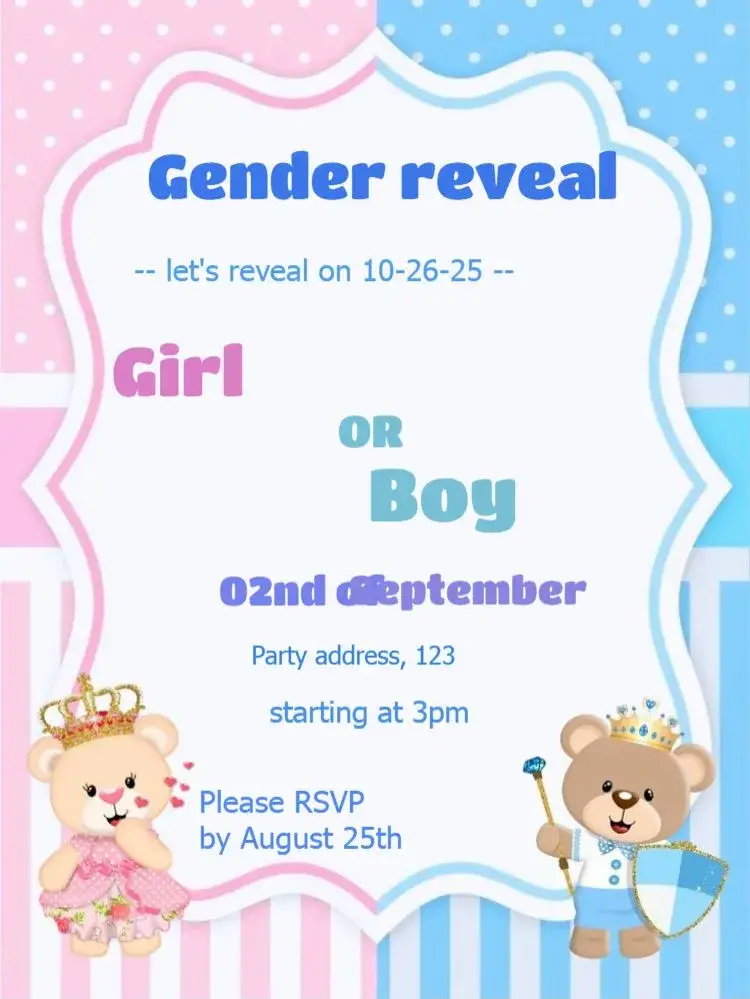 Reveal Party With Pink Gift List invitation