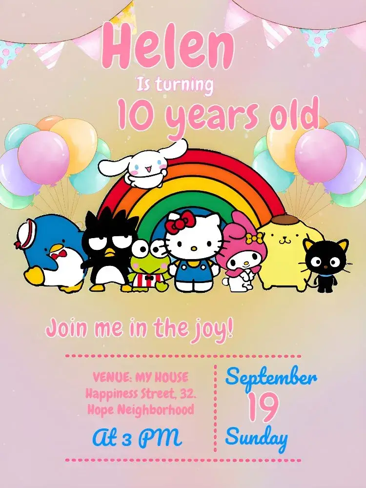 Hello Kitty Kity Class invitation