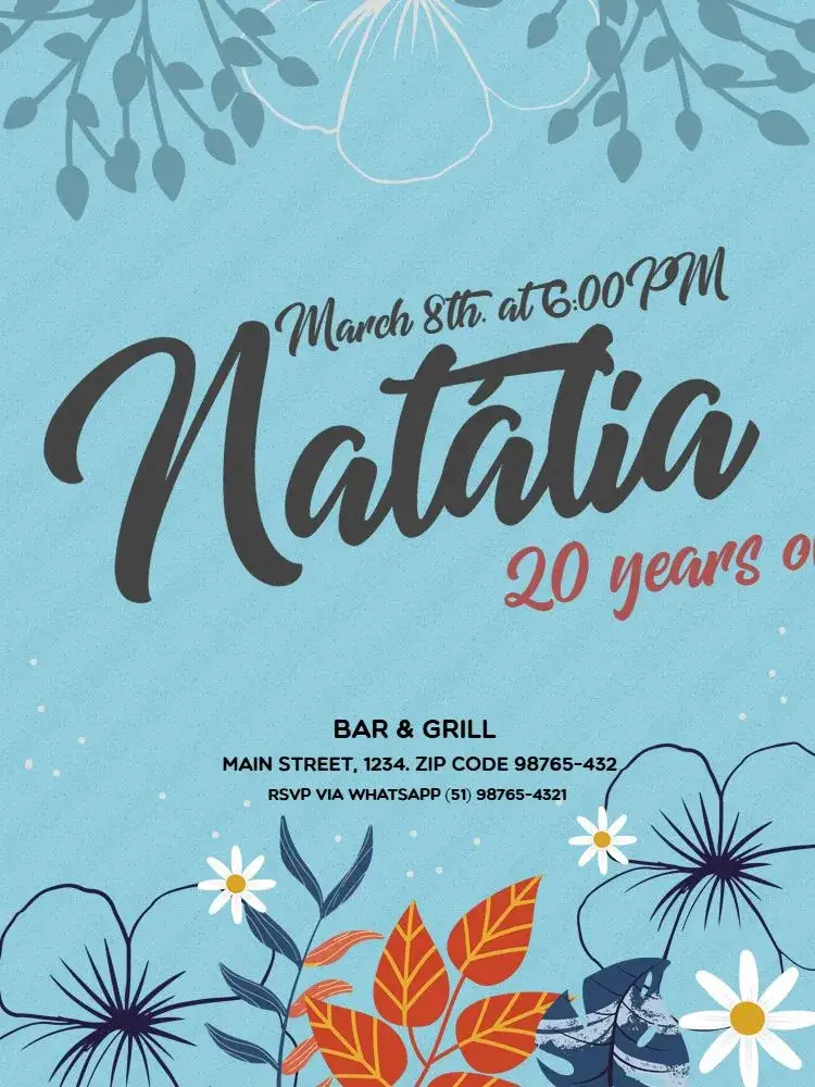 Invitation Delicate Encounter – Kids' Birthday Party theme floral, elegant, modern, dark blue, delicate, childlike