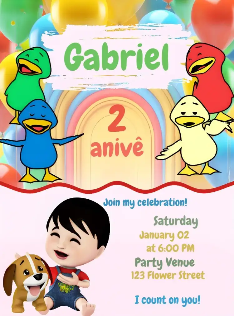 Invitation Bento And Totó Baby – Most searched for theme colorful, playful, animals, vibrant, childlike