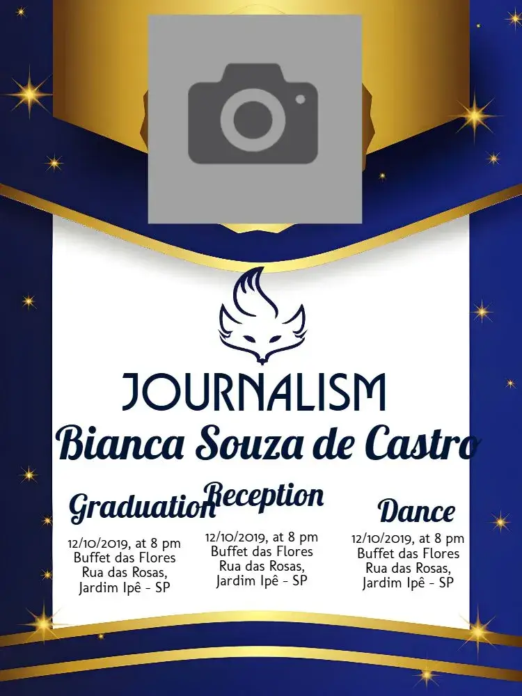 Graduation Journalism With Golden Photo invitation