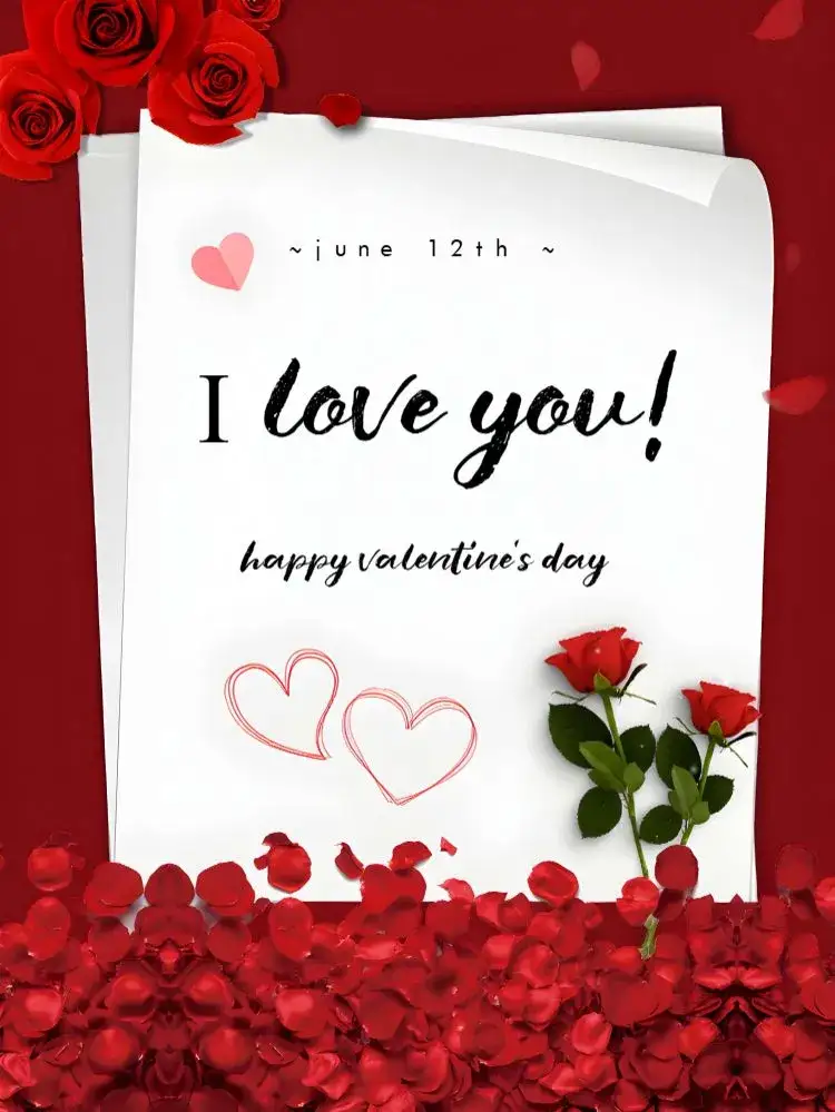 Invitation Post Valentine's Day June – Most searched for theme red, romantic, hearts, modern, minimalist