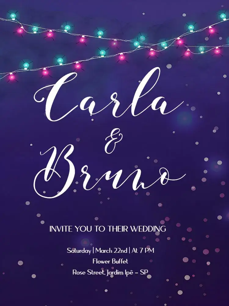 Invitation Blue Neon Wedding – Wedding theme neon, modern, blue, lilac, purple