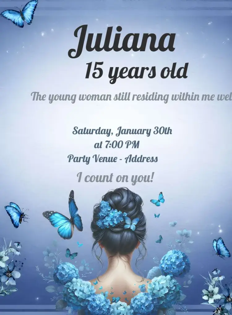 Invite 15th Birthday Dress Debutante editable and customizable
